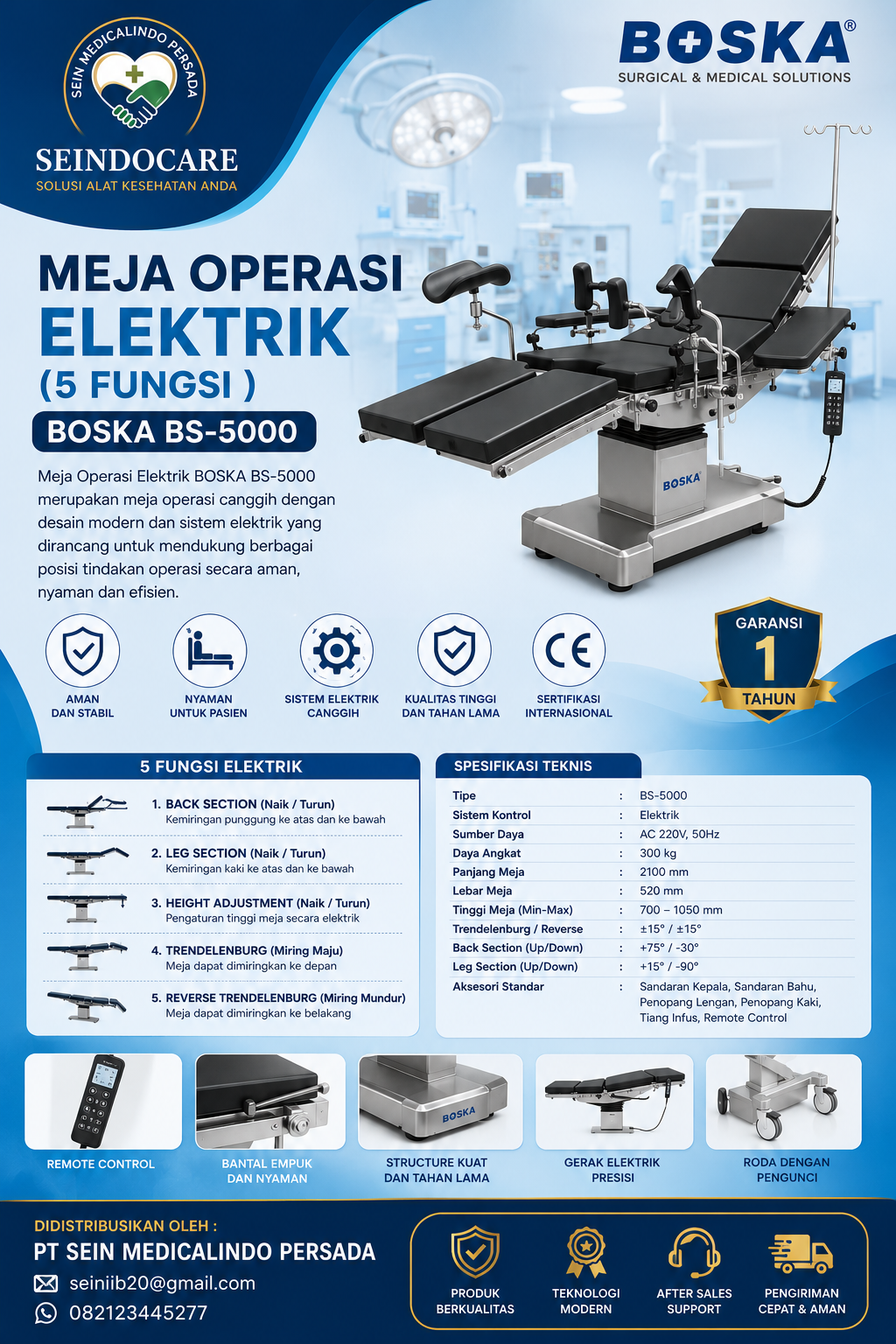 Meja Operasi Elektrik (5 Fungsi) BS-5000
